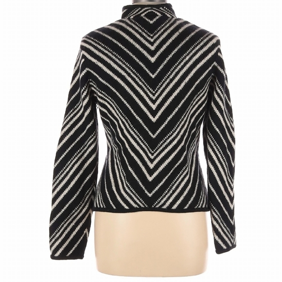 Talbots striped zipper-front sweater jacket, 100% wool - Picture 2 of 3